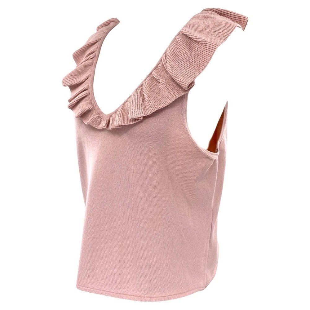 Stitch Fix The General Good Pink Ruffle Neck Sleeveless Knit Top Size Large NEW